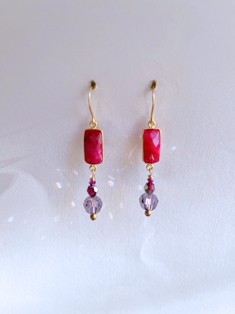 Austrian Crystal, Ruby Earring